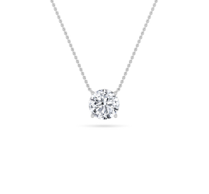 Round Lab Grown Diamond Solitaire Pendant invisible Set - Brilliance Direct