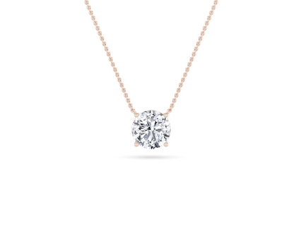 Round Lab Grown Diamond Solitaire Pendant invisible Set - Brilliance Direct