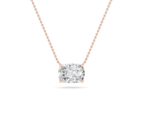 Elongated Cushion Lab Grown Diamond Solitaire Pendant invisible Set - Brilliance Direct