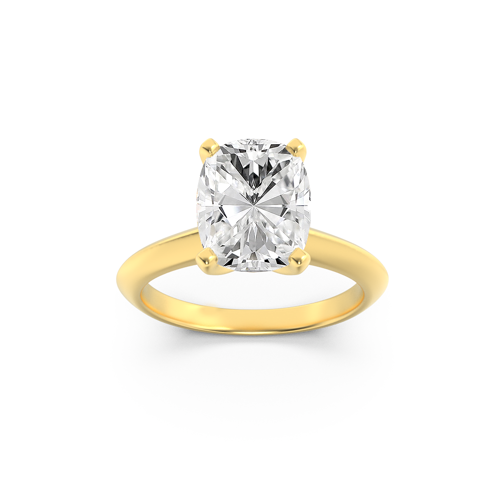 Knife Edge Shank Elongated Cushion Solitaire Engagement Lab Grown Diamond Ring - Brilliance Direct