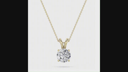 Round Lab Grown Diamond Solitaire Pendant Classic Set