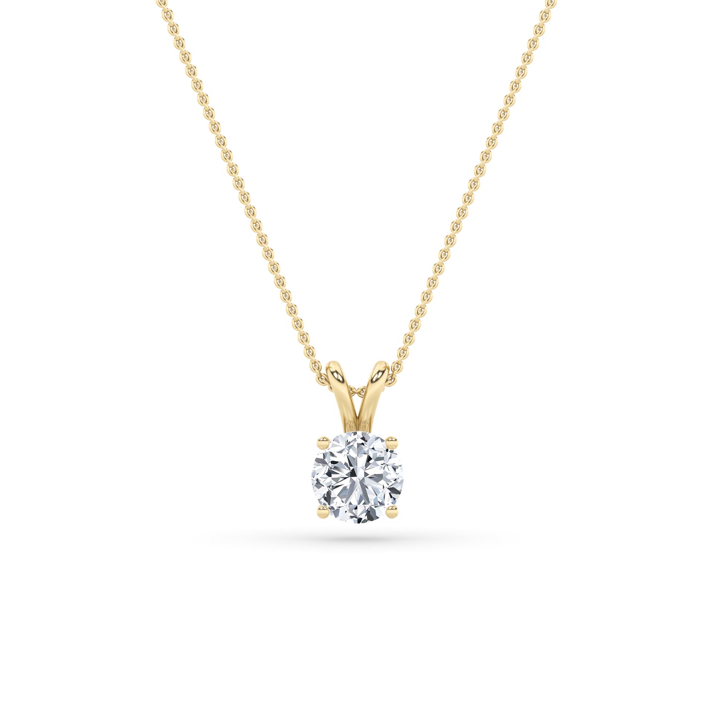 Round Lab Grown Diamond Solitaire Pendant Classic Set - Brilliance Direct