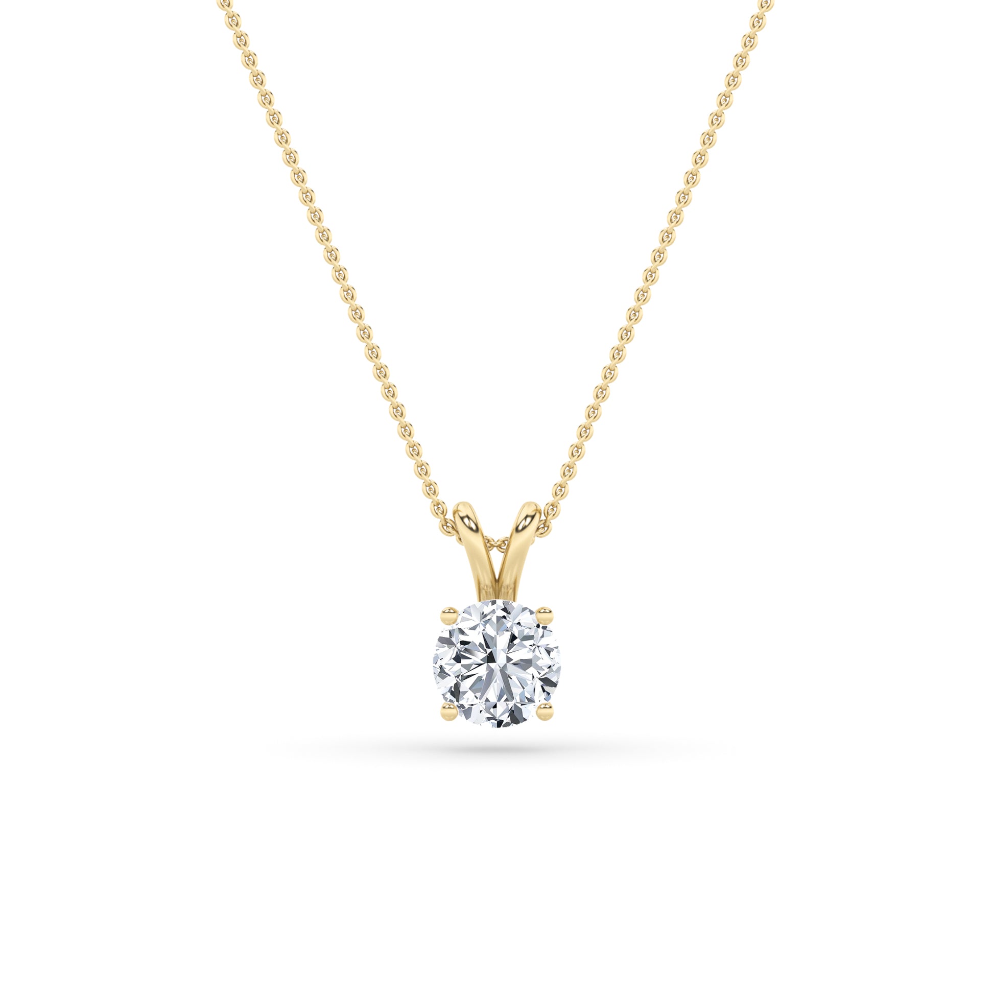 Round Lab Grown Diamond Solitaire Pendant Classic Set - Brilliance Direct