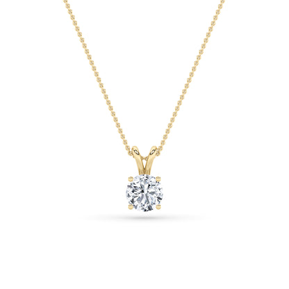 Round Lab Grown Diamond Solitaire Pendant Classic Set - Brilliance Direct